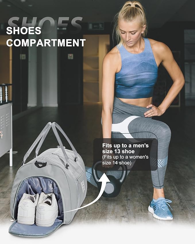 Gym Bag Womens Mens with Shoes Compartment and Wet Pocket Travel Duffel Bags for Women for Plane Sport Gym Tote Bags with Toiletry Bag Waterproof Weekend Overnight Carry on Bag Hospital Holdalls