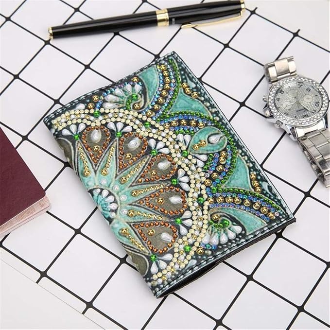 Diamond Painting Passport Holder, DIY Special Shaped Crystal Rhinestone Painting Travel Passport Protective Leather Cover for Boarding Pass, ID Card, Driver's License-20X14CM