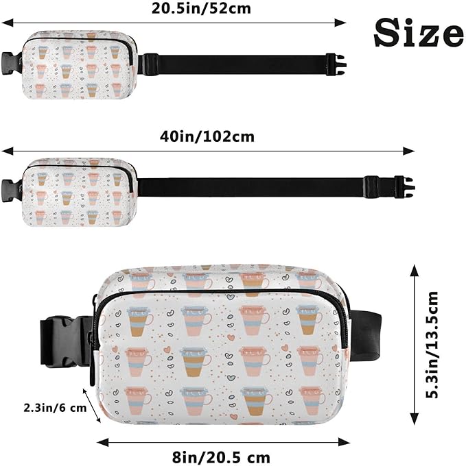 Kawaii Coffee Beans Fanny Pack for Women Men Water Resistant Fashion Waist Packs with Adjustable Strap Belt Bag for Travel Workout Jogging Hiking 21219213