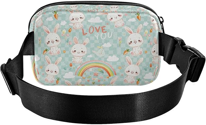 Cute Bunnies Rabbit Fanny Pack for Women Men Water Resistant Fashion Waist Packs with Adjustable Strap Belt Bag for Travel Workout Jogging Hiking 21220155
