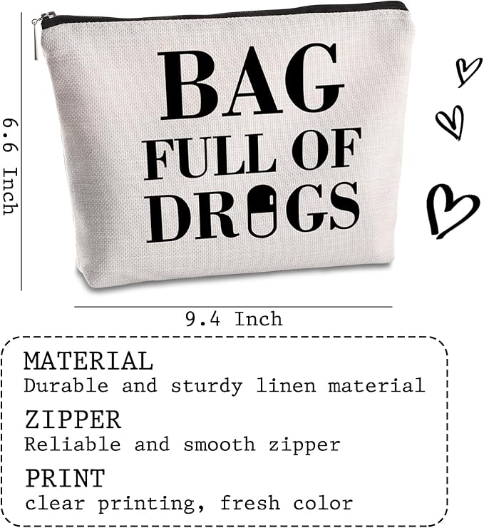 Nurse Practitioner Gifts Makeup Cosmetic Bags for Women Funny Medicine Cosmetic Bag Full of Pill for Best Friends Bestie Sister Daughter Birthday Christmas Gifts