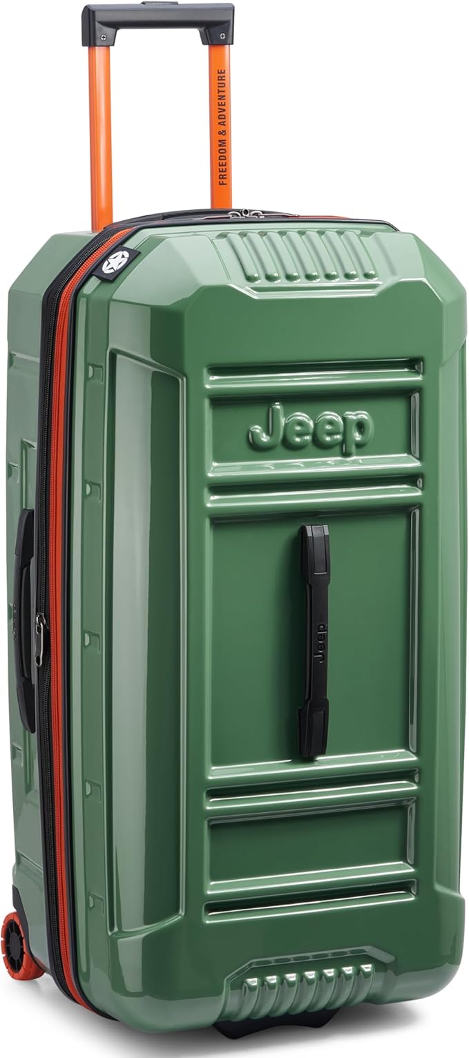 Jeep JH003B Hardside Expandable Luggage with Two Wheels, Elm Green, Checked-Large 30 Inch