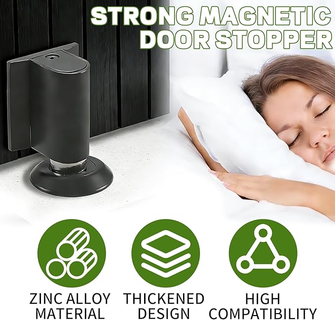 2026 New Door Wedge Stopper, Upgraded Magnetic Doors Stoppers for Bottom of Door, No Drill Invisible Doorstops for Inside Door, Heavy Duty Invisible Door Stop for Both Wall Floor Mounting(1 Pcs Black)