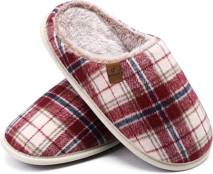 COFACE Mens Cozy Memory Foam Scuff Slippers Casual Slip On Warm House Shoes Indoor/Outdoor Sandal Slippers With Arch Support Rubber Sole Size 7-15