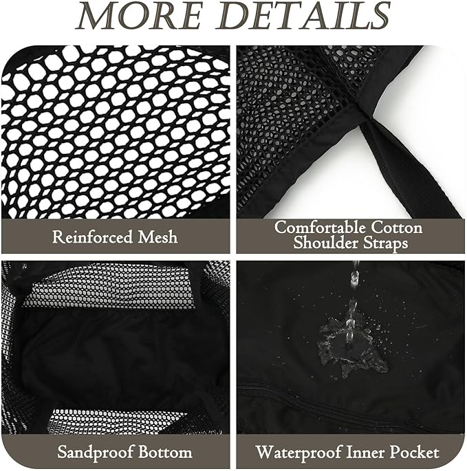 Beach Bag for Women with Outer Pocket, Waterproof Large Tote Bag for Cruise Essentials