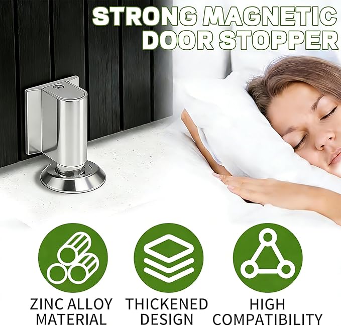 2026 New Door Wedge Stopper, Upgraded Magnetic Doors Stoppers for Bottom of Door, No Drill Invisible Doorstops for Inside Door, Heavy Duty Invisible Door Stop for Both Wall Floor Mounting(1 Nickel)