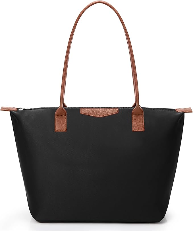 Tote Bag for Women, Nylon Top-Handle Purse with Zipper, Lightweight Foldable Shoulder Hobo Handbag