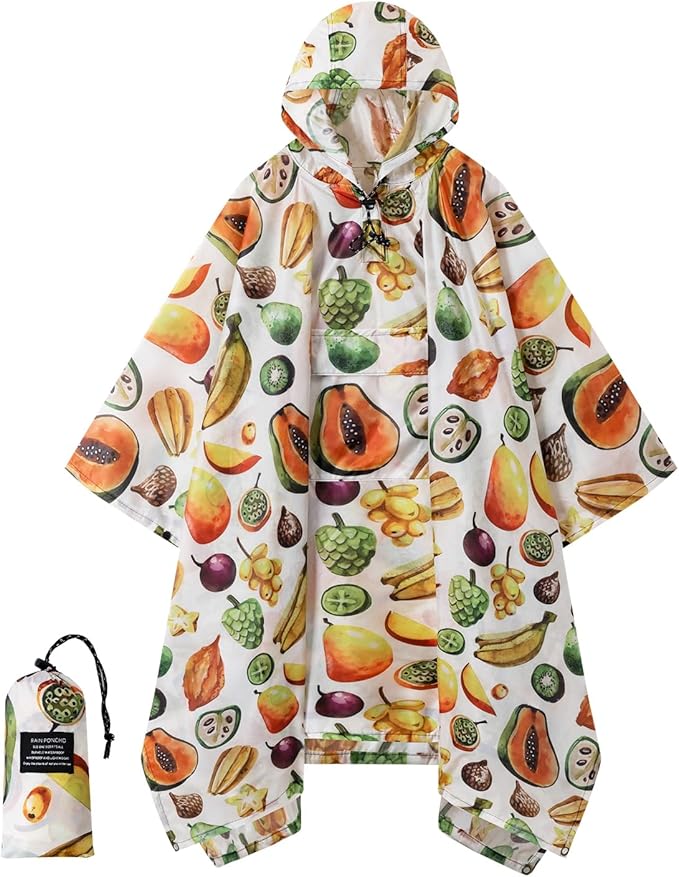 Hooded Rain Poncho for Adults - Waterproof Rain Coat and Lightweight Jacket 3-in-1 Multi-Function with Pockets