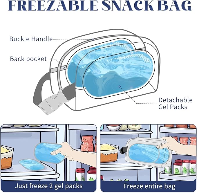 Cerbonny Small Cooler Bag Freezable Lunch Bag for Work School Travel, Leak-proof, Insulated, Freezable Snack Bag, Mini Lunch Bag, 2.5L, Crushed Flower