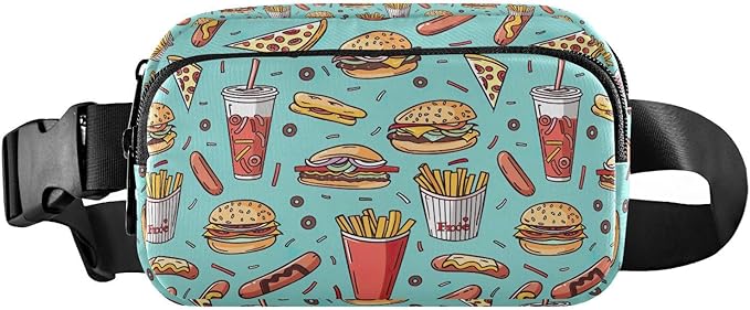 Funny Hamburger French Fries Fanny Pack for Women Men Water Resistant Fashion Waist Packs with Adjustable Strap Belt Bag for Travel Workout Jogging Hiking 21220312