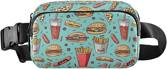 Funny Hamburger French Fries Fanny Pack for Women Men Water Resistant Fashion Waist Packs with Adjustable Strap Belt Bag for Travel Workout Jogging Hiking 21220312