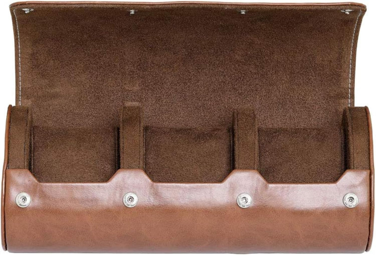 ROTHWELL Watch Roll Travel Case for 3 Watches | Tough Portable Protection, Fits All Wrist Watch & Smart Watches Up to 50mm (Tan/Brown)