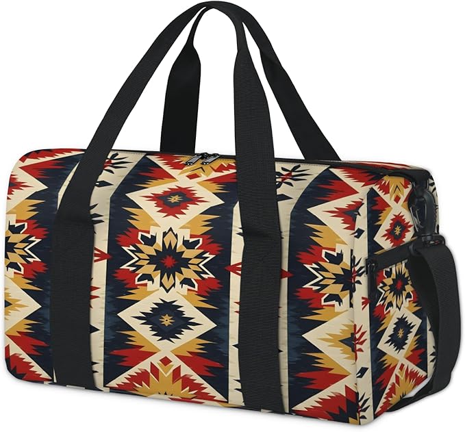 Aztec floral Travel Duffle Bag for Women Men, Overnight Weekender Bag, Carry on Tote for Sport Gym