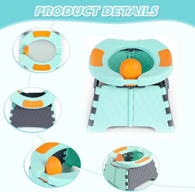 Portable Foldable Travel Potty for Toddlers, Kids Toilet Seat for Car, Camping, Indoor Outdoor - Splash-Proof Design, Easy Clean Training Seat with 30 Disposable Waste Bags (Blue) by Yszawmx