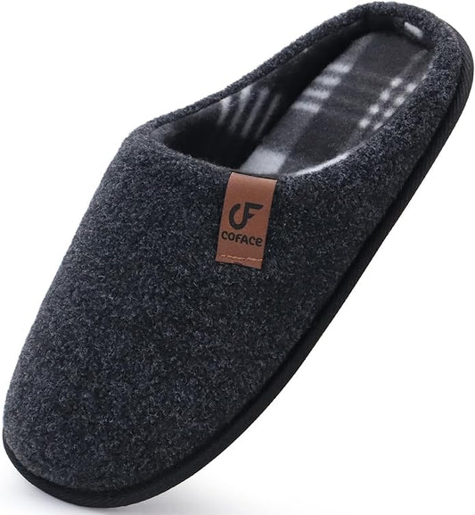 COFACE Unisex Mens Womens Cozy Memory Foam Scuff Slippers Casual Slip On Warm House Shoes Indoor/Outdoor Felt Sandal Slippers Size 4-15