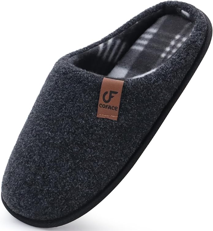 COFACE Unisex Mens Womens Cozy Memory Foam Scuff Slippers Casual Slip On Warm House Shoes Indoor/Outdoor Felt Sandal Slippers Size 4-15