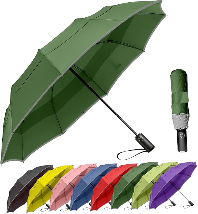 MRTLLOA 42/49 Inch Compact Travel Essentials Umbrella for Rain, Lightweight, Portable, Automatic, Strong, Waterproof Folding Umbrellas for Women, Men and Teenagers