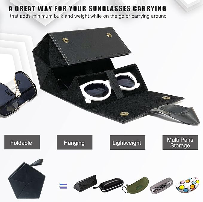 Longjet Sunglasses Organizer Travel Glasses Case 5 Slots Multiple Pairs Eyeglasses Storage Box Hanging Eyewear Holder