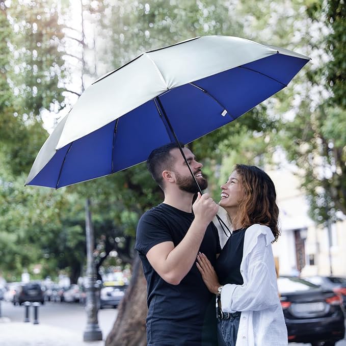 G4Free 42/46/54/62 Inch Large Golf Umbrella Compact Reverse Travel Umbrella 10 Ribs Windproof for Rain Double Canopy Automatic Open Close