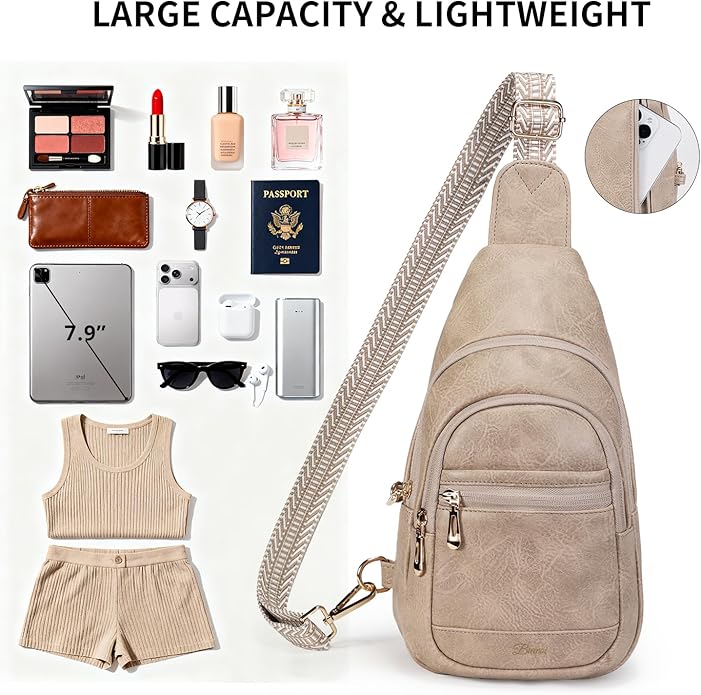 Crossbody Purses Bags for Women Travel, Anti Theft RFID Blocking Sling Chest Bag, Small Vegan Leather Purse for Casual