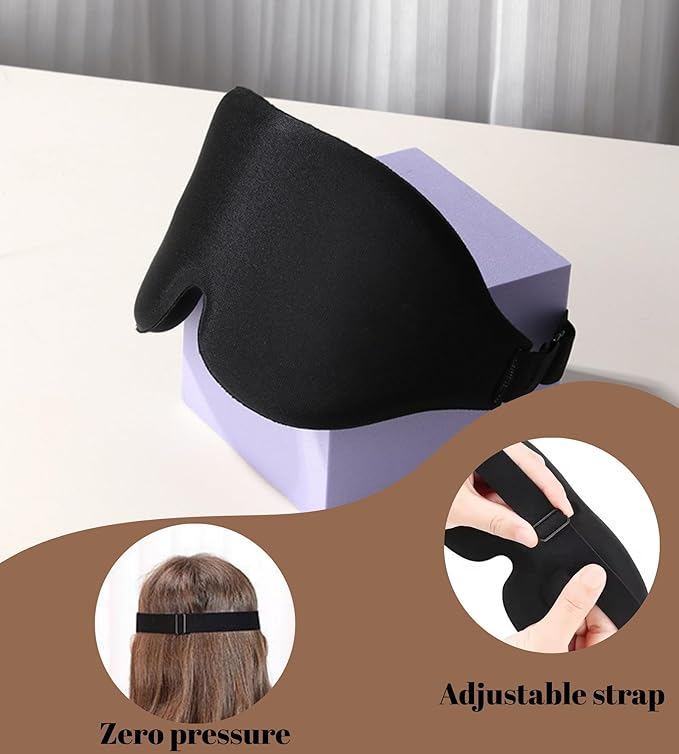 Sleep Mask for Women Men Comfortable Blockout Soft 3D Padded Eye Mask for Sleeping Side Sleeper Friendly Dark Grey