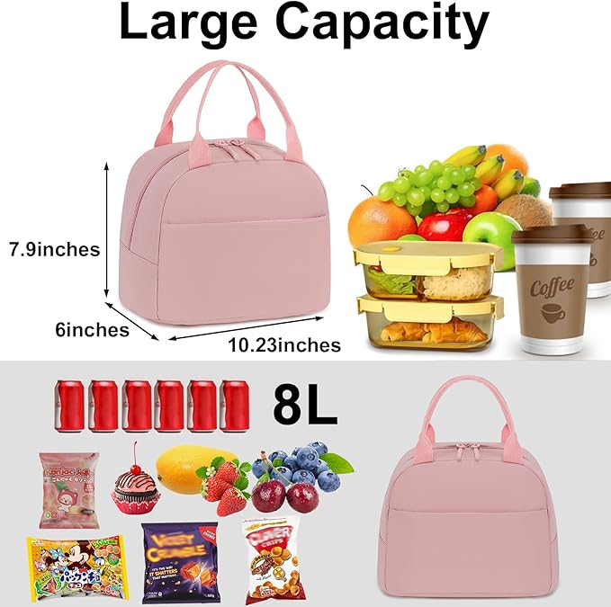 LEDAOU Lunch Box for Women Insulated Lunch Bag Cute Lunchbox Compact Cooler Thermal Reusable Lunch Tote for Work School Picnic Travel