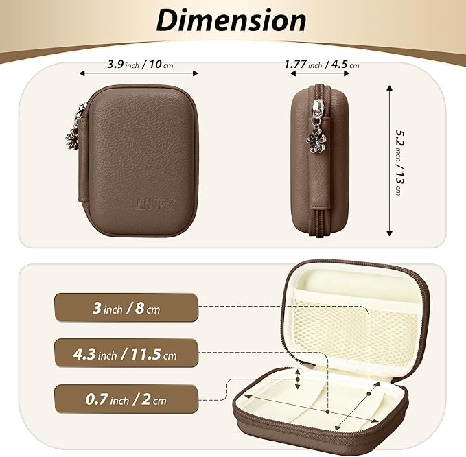 Digital Camera Case for CAMKORY, KODAK PIXPRO FZ45/FZ55, Canon IXUS 285 HS, Lecran, Small Travel Compact Camera Holder with Mesh Pocket for Accessories SD Card (Brown)