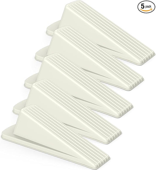 Crosize 5 Pack Door Stoppers for Bottom of Door, Premium Rubber Door Stops, Sturdy Door Wedge for Carpet, Tile, Concrete, Wood, Door Holder for Heavy Duty Door, White