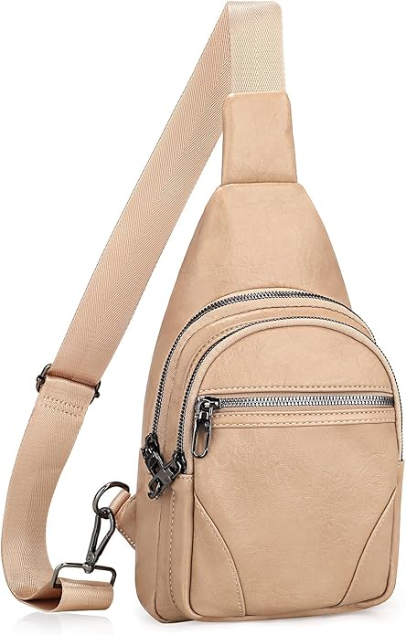 JASGOOD Anti Theft Crossbody Travel Bag for Women Men PU Leather Sling Bag with Adjustable Strap
