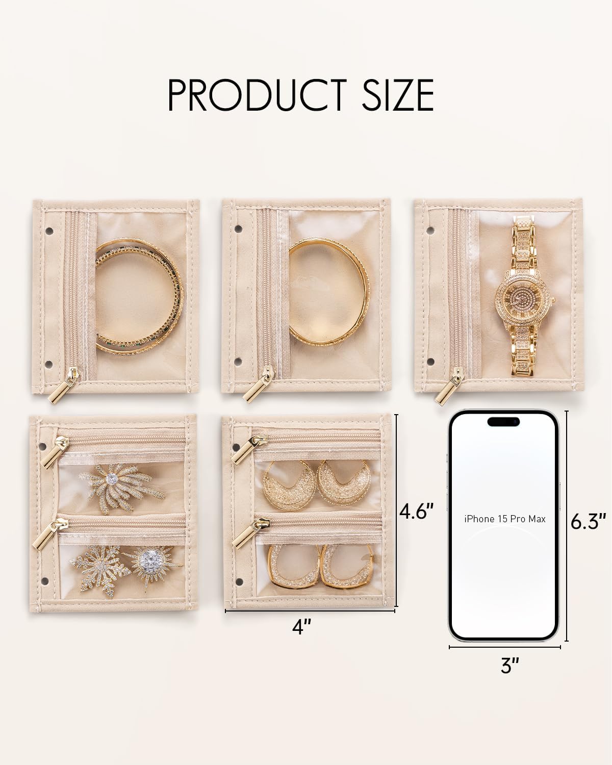 Vlando Jewelry Box for Girls Women,5 Pcs Jewelry Bags,Display Portability Jewelry Storage for Gem Diamond Necklaces Rings Earrings Bracelets(Small