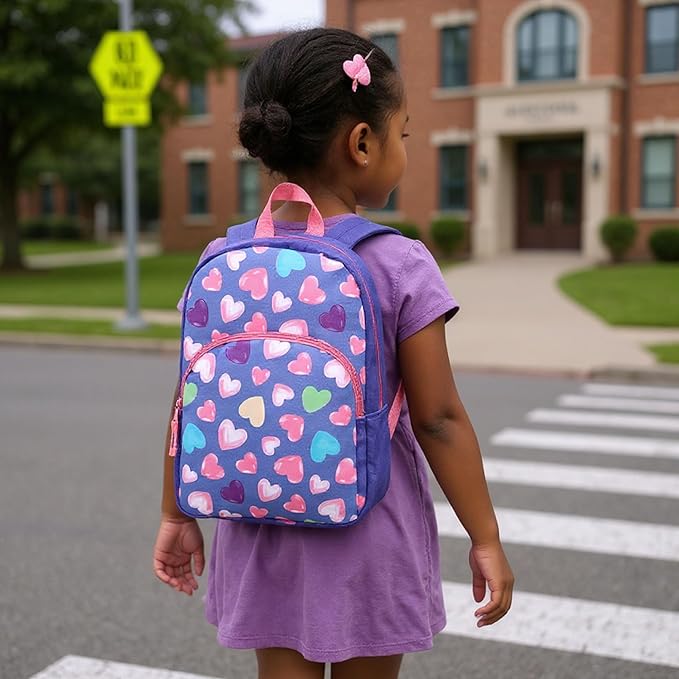 Trail maker 15 Inch Kids Backpacks for Boys & Girls | Preschool, Kindergarten, Elementary School Backpacks with Adjustable, Padded Straps (Happy Hearts)