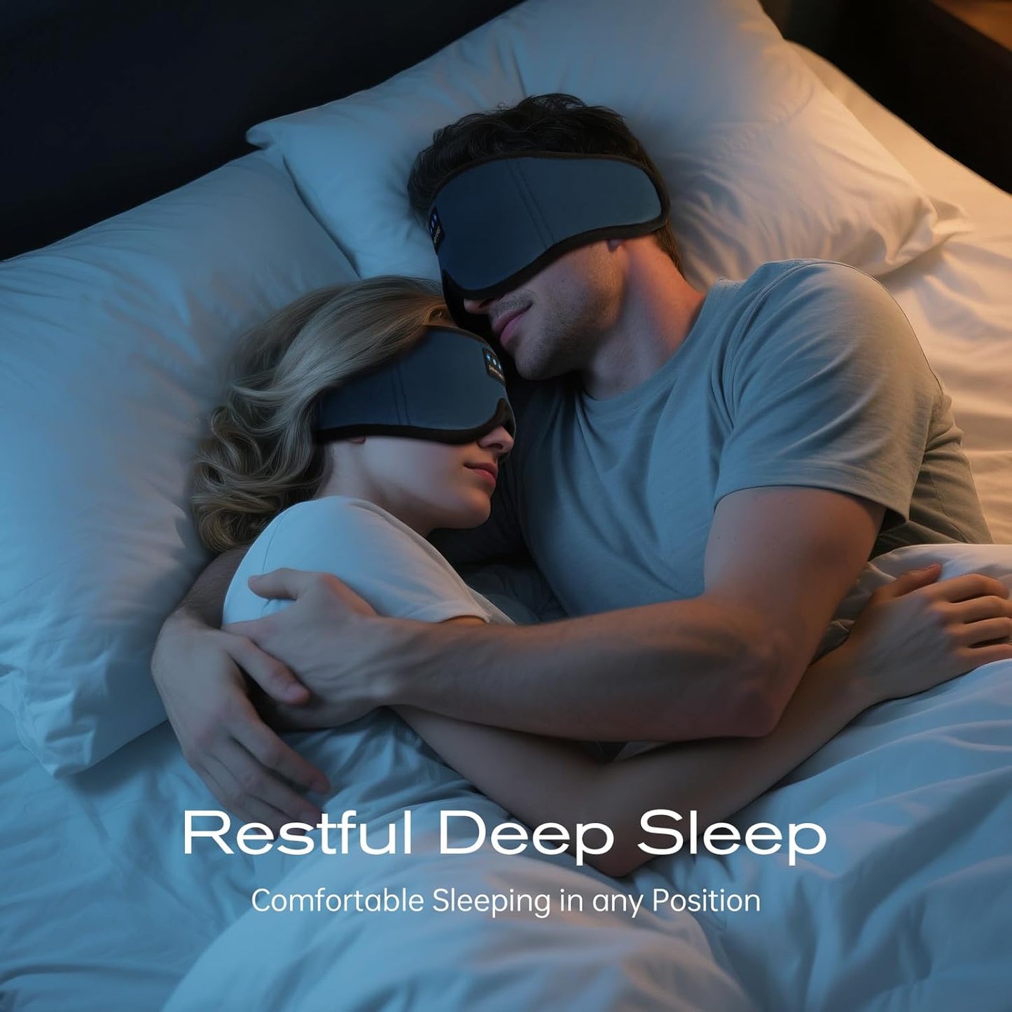 3D Sleep Mask with Bluetooth Headphones, Sleeping Headphones for Side Sleepers, Wireless Music Eye Mask with Ultra-Thin Stereo Speakers for Men, Women, Tech Gifts, Deep Blue