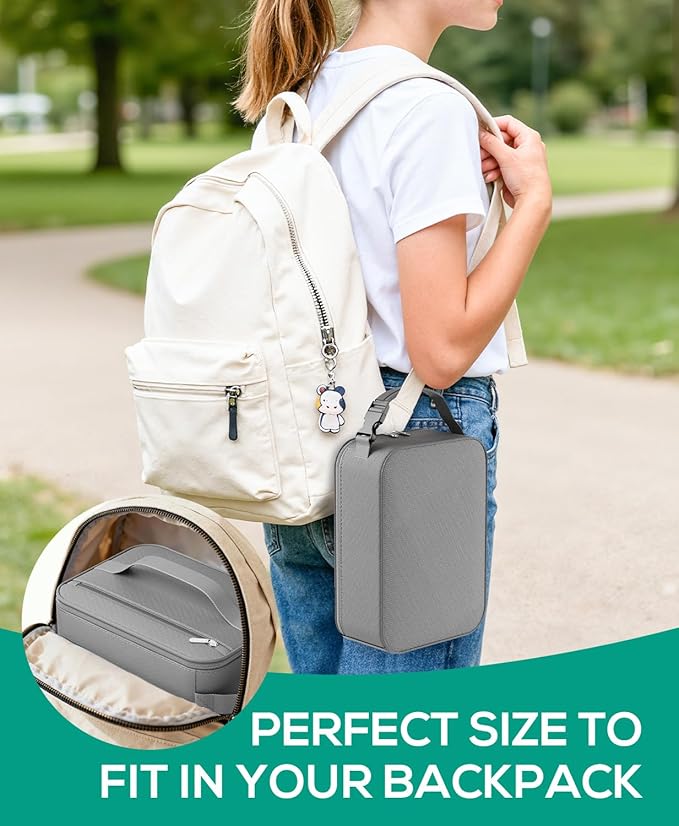 HowFly Small Lunch Bag - Insulated Lunch Box Bag for Women Men - Portable Thermal Reusable Meal Cooler Bags with Buckle Handle for Work School - Gray