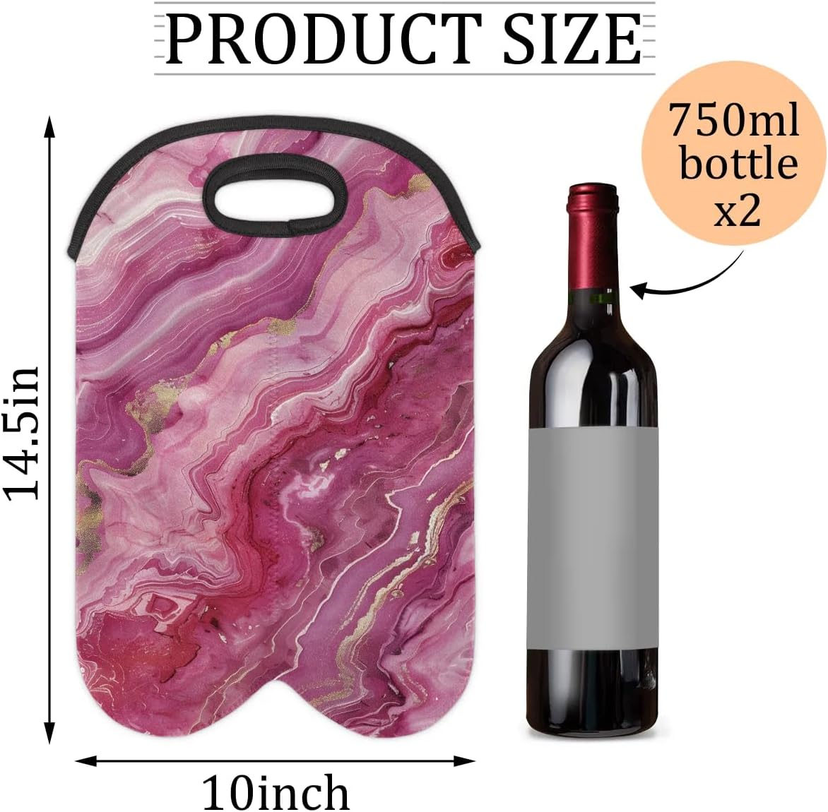 Wine Carrier Tote Personalized Bag for 2 Bottles - Neoprene Wine Bottle Holder with Carry Handle, Wine Protective Bag Insulated Bag Beer Cans Water Bottle Holder for Travel Picnic,Style11