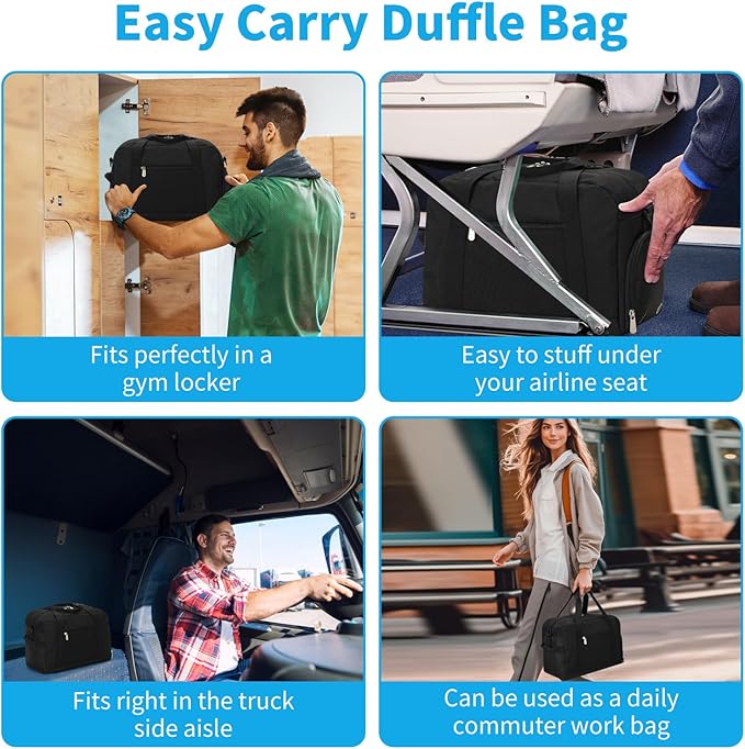 Small Gym Bag 14 inch lightweight Carry On Mini Duffel Bag with Shoe Compartment for Travel Sport - Black