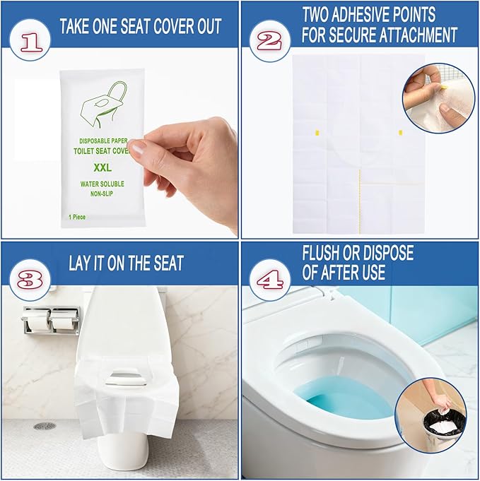80 Pack Individually Wrapped XXL Toilet Seat Covers Disposable Flushable for Travel, Large Waterproof Potty Covers for Kids and Adults,Toddler Potty Training for Public Restroom Airplane Trip Hospital