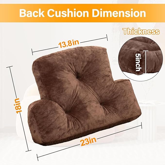 Back Pillow for Chair, Memory Foam Lumbar Pillow for Back Support, Back Rest Cushion for Office, Sofa, Couch Sitting, Recliner, Bed and Lower Back Pain (Coffee)