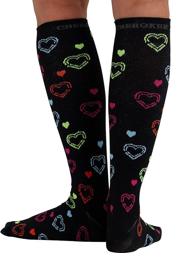 Cherokee Women's 10-15mmHg Compression Socks – Fun Print Knee Highs with Light Support, Soft Feel - PRINTSUPPORT