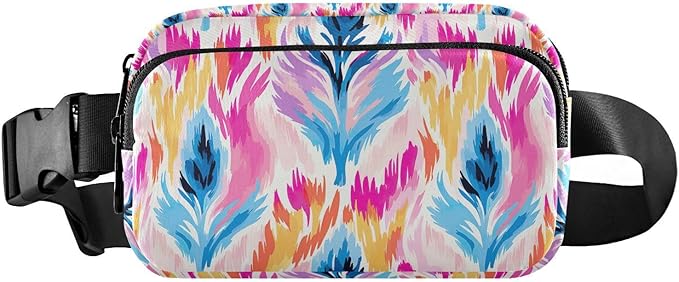 Ethnic Ikat Print Fanny Pack for Women Men Water Resistant Fashion Waist Packs with Adjustable Strap Belt Bag for Travel Workout Jogging Hiking 21219828