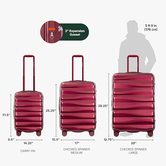 Traveler's Choice Edinburgh II Hardside Spinner Luggage, TSA Lock, Red, 29" Large