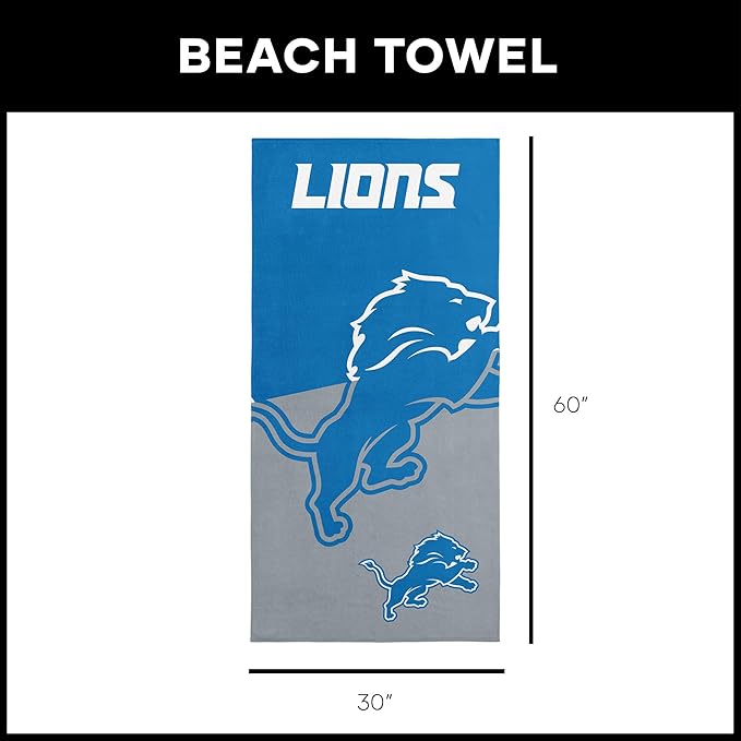 Northwest NFL Oversized Microfiber Beach Towel, 60 x 70 Inches – Quick Dry, Sand Resistant, Lightweight, Highly Absorbent, Shibori Design