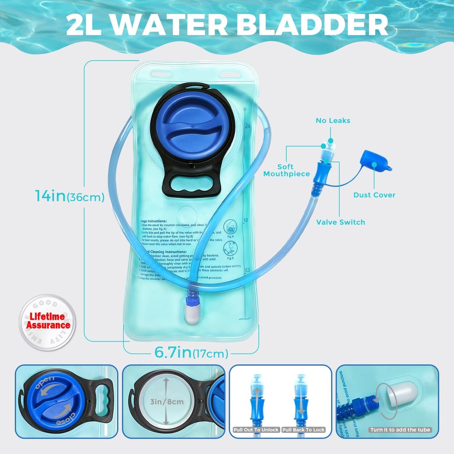 USA Original Patent Running Hydration Vest Backpack, Lightweight Chest Pack with 2.0L Water Bladder Bag Daypack for Hiking Running Cycling Race Marathon for Women Men