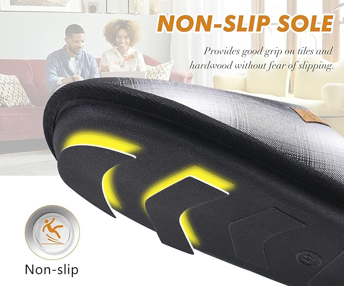COFACE Mens Cozy Memory Foam Scuff Slippers Casual Slip On Warm House Shoes Indoor/Outdoor Sandal Slippers With Arch Support Rubber Sole Size 7-15