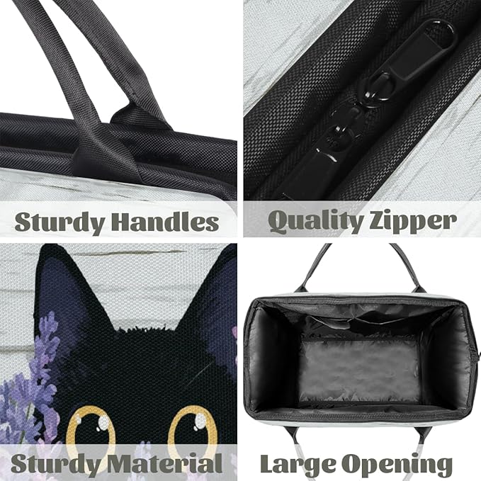 Travel Duffel Bag, Cute Black Cat Butterfly Waterproof Sports Gym Duffle Bag, Large Capacity Weekender Carry On Overnight Bags for Women Men