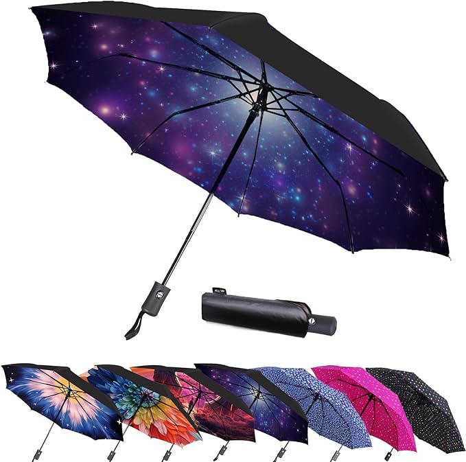 MRTLLOA 42/49 Inch Compact Travel Essentials Umbrella for Rain, Lightweight, Portable, Automatic, Strong, Waterproof Folding Umbrellas for Women, Men and Teenagers