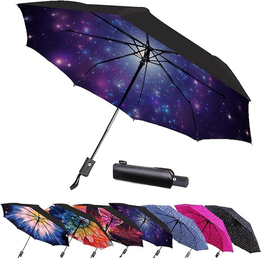 MRTLLOA 42/49 Inch Compact Travel Essentials Umbrella for Rain, Lightweight, Portable, Automatic, Strong, Waterproof Folding Umbrellas for Women, Men and Teenagers