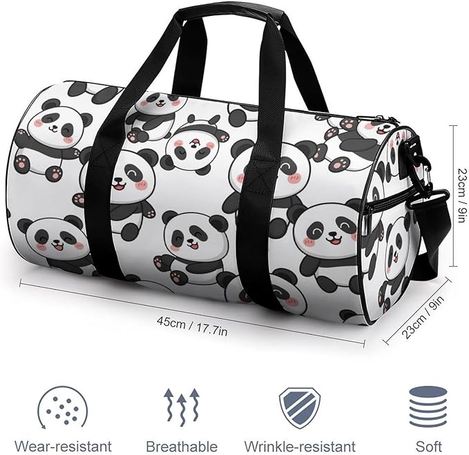 Travel Sports Lightweight Carry On Bag Cute Panda (6) Weekender Overnight Bag Dance Sports Gymnastics Bags for Men Women
