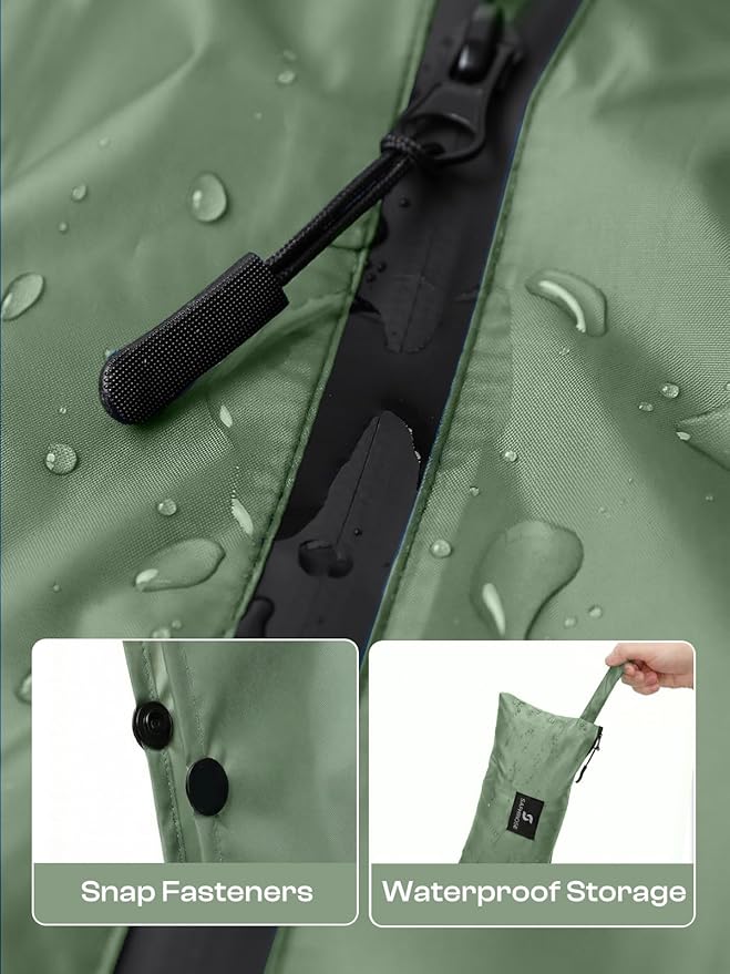 SaphiRose Lightweight Waterproof Rain Poncho for Adults with Hood Portable Rainwear for Outdoor