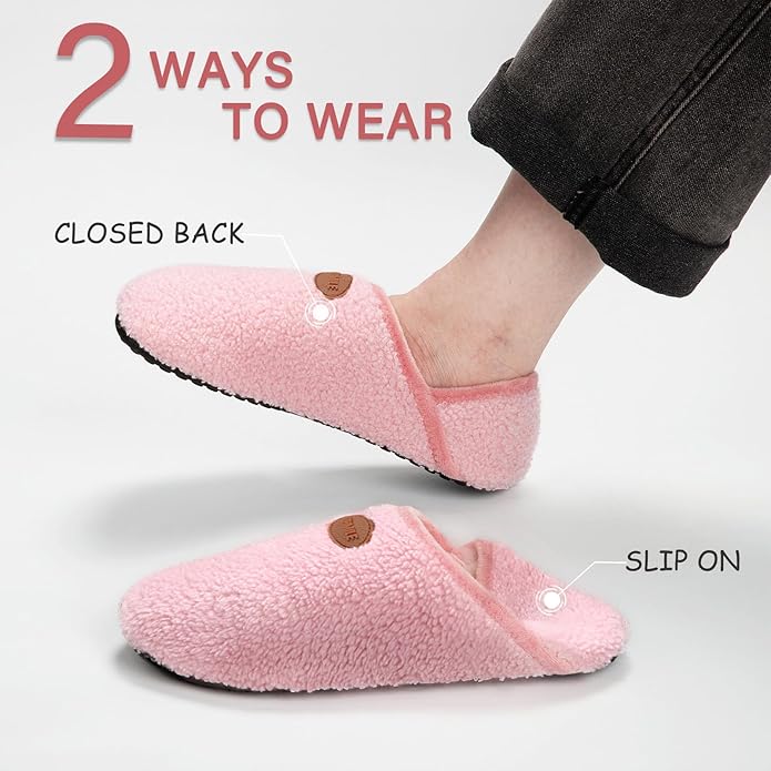 ATHMILE House Slippers for Women Men Microfiber Barefoot Shoes Slip On Slipper Socks Indoor Non Slip Foldable Lightweight for Travel Yoga Home Light Pink