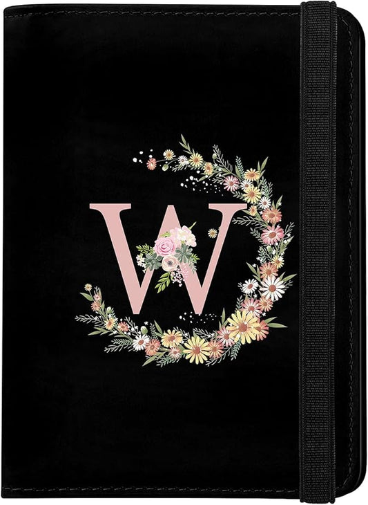 Cute Passport Holder and Holder Combo Passport Cover with RFID Blocking Women Men Compatible Wallet Credit Card Protector (Black-W)